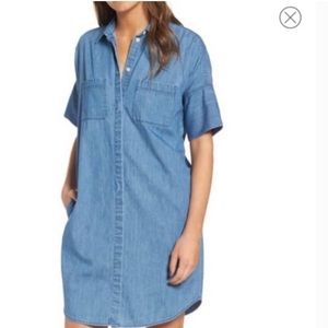 Madewell Blue Denim Solid Day Shift Dress